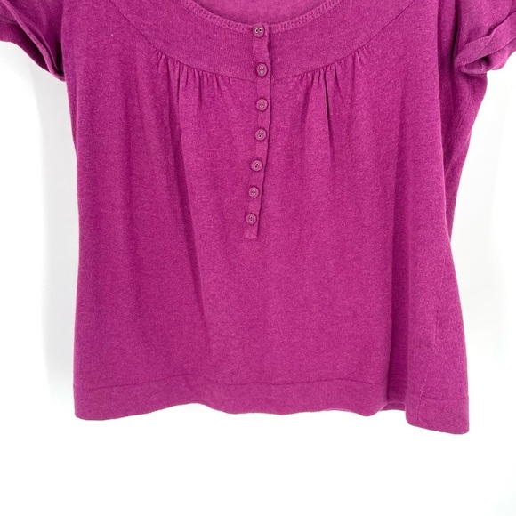 BODEN Linen Button Up Short Sleeve Scoop Neck Rolled Cuff - Picture 3 of 6